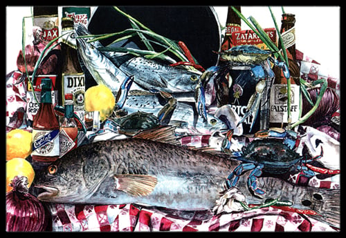 1001jmat Fish And Beers From New Orleans Indoor Or Outdoor Mat 24 X 36