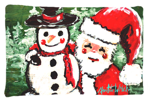 Mw1167pillowcase Friends Snowman And Santa Claus Moisture Wicking Fabric Standard Pillowcase