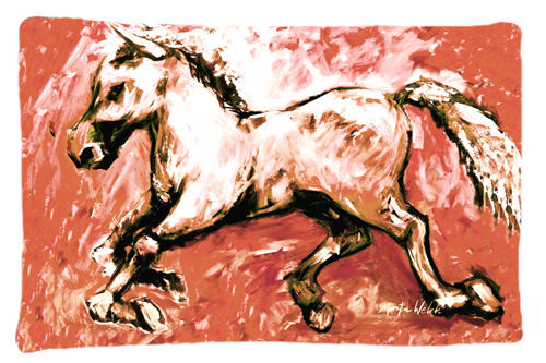 Mw1170pillowcase Shadow The Horse In Red Moisture Wicking Fabric Standard Pillowcase