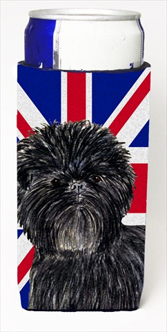 Affenpinscher With English Union Jack British Flag Michelob Ultra Bottle Sleeves For Slim Cans - 12 Oz.