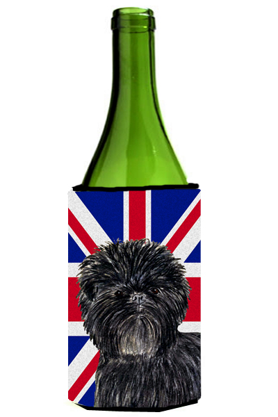 Affenpinscher With English Union Jack British Flag Wine Bottle Sleeve Hugger - 24 Oz.