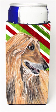Afghan Hound Candy Cane Holiday Christmas Michelob Ultra Bottle Sleeves For Slim Cans - 12 Oz.