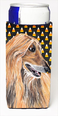 Afghan Hound Candy Corn Halloween Michelob Ultra Bottle Sleeves For Slim Cans - 12 Oz.