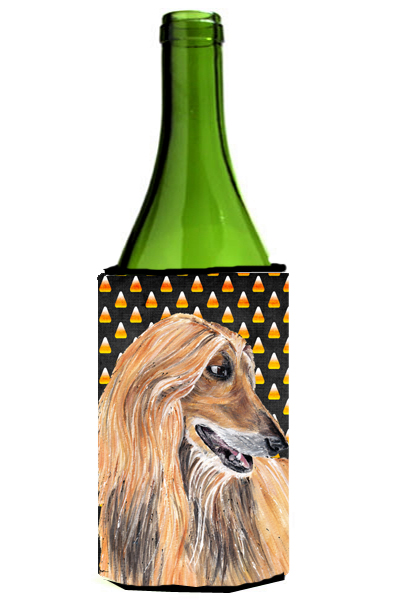 Afghan Hound Candy Corn Halloween Wine Bottle Sleeve Hugger - 24 Oz.