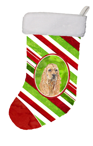 SC9612-CS 11 x 8 In. Buff Cocker Spaniel Candy Cane Christmas Stocking