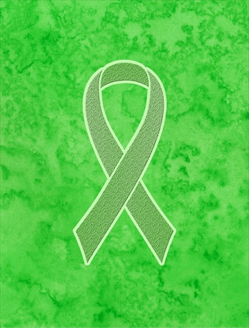 Lime Green Ribbon for Lymphoma Cancer Awareness Canvas House Flag Size - 28 x 40 In.