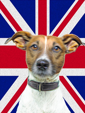 Jack Russell Terrier With English Union Jack British Flag Flag Garden Size