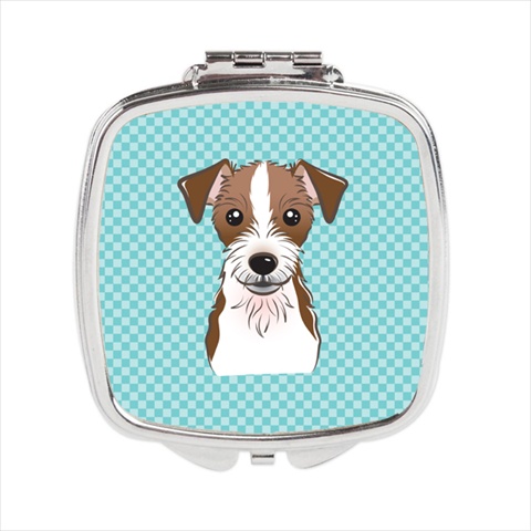 Bb1140scm Checkerboard Blue Jack Russell Terrier Compact Mirror, 2.75 X 3 X .3 In.