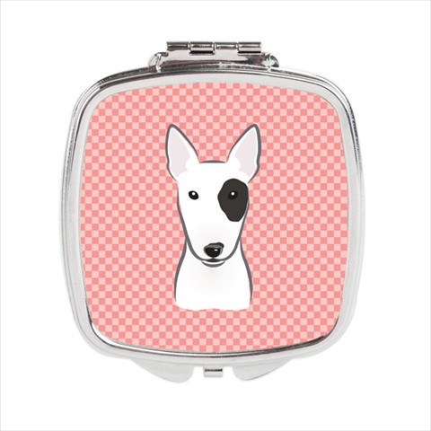 Checkerboard Pink Bull Terrier Compact Mirror, 2.75 X 3 X .3 In.
