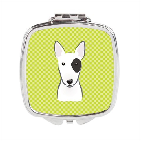 Bb1271scm Checkerboard Lime Green Bull Terrier Compact Mirror, 2.75 X 3 X .3 In.