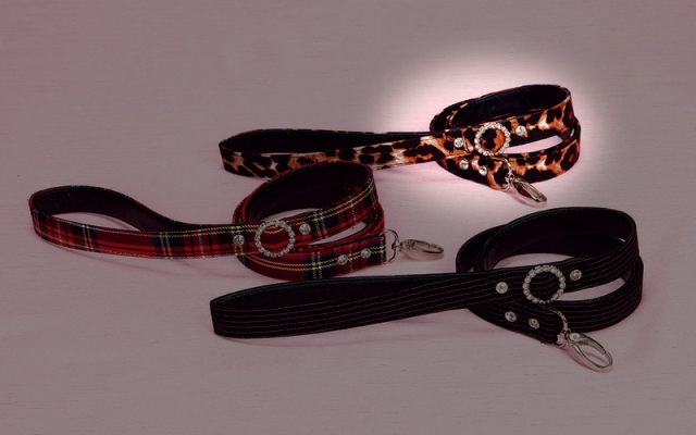 Hp310 Leopard Print With Hook Doggie Leash With Rhinestone Studs 4 Ft., Long , Leopard - One Size