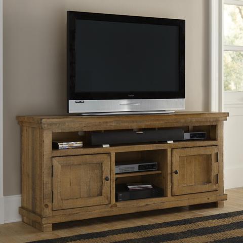 P608e-64 Willow Casual Style 64 In. Media Console Table, Distressed Pine