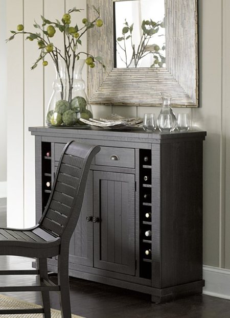 P812-56 Willow Casual Style Server, Distressed Black