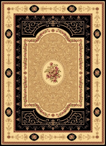 21992 2 Ft. X 2 Ft. 11 In. New Vision French Aubusson Black Rectangular Area Rug