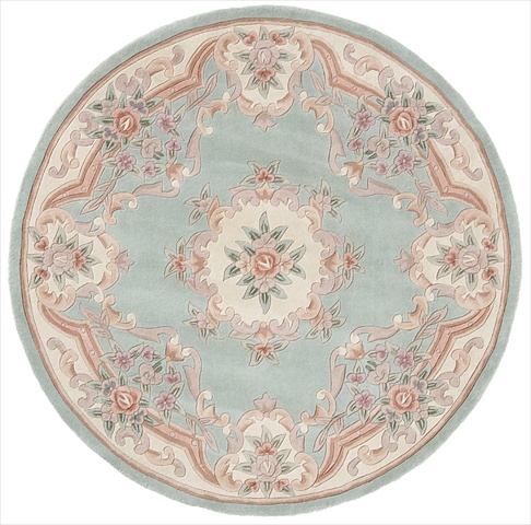 21536 6 Ft. New Aubusson Light Green Round Area Rug