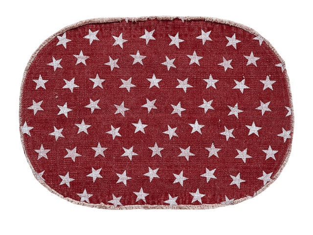 16050 Multi Star Red Cotton Rug - Oval, 27 X 48 In.