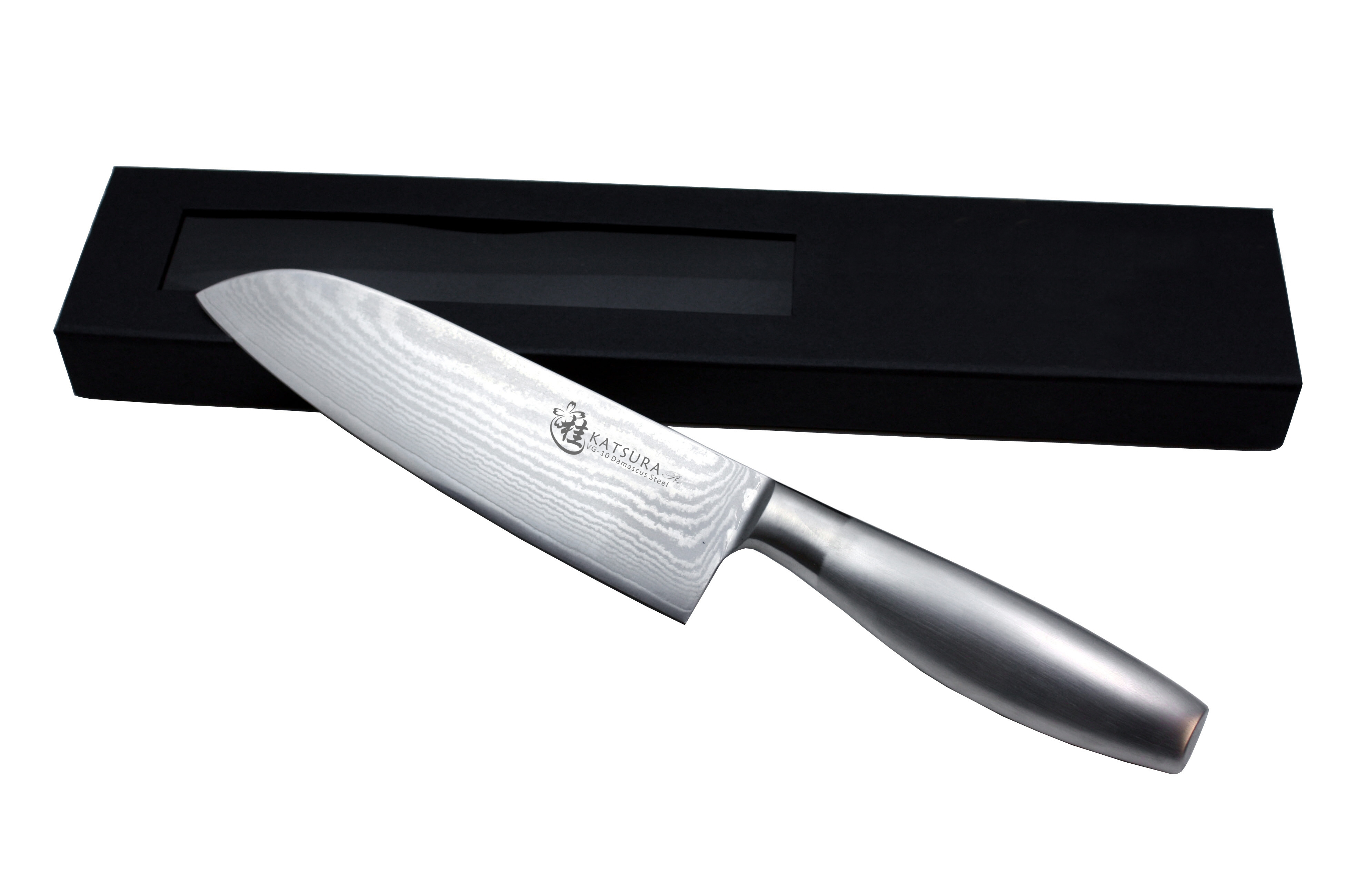 Katsura Cutlery D6s Vg-10 Series Damascus 7 In. Metal Handle Santoku Chefs Knife