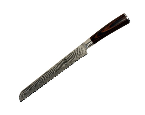 D13p Vg-10 Series Damascus 9 In. Pakkawood Handle Bread Knife