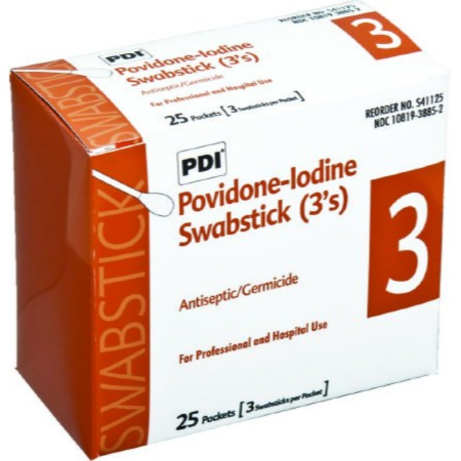 S41350 Povidone Iodine Swabsticks, 50 Per Box