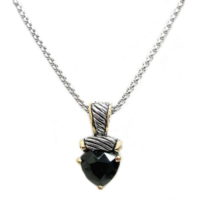 Black Triangle Glass Crystal Two-tone Cable Necklace