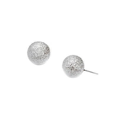 14 Mm. Textured Silver Round Ball Stud Earrings