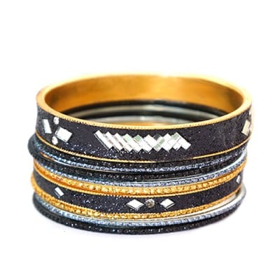 Glittering Shiny Gold Mixed Bangles, Set Of 10 Pieces