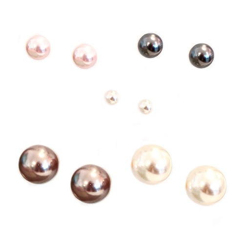 5 Pairs Of Pearl Earrings Set, Multicolor