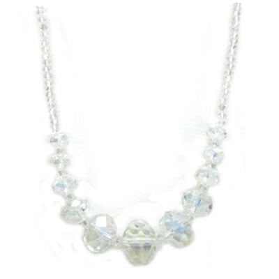 Clear Ab Iridescent Glass Crystal Sparkler Long Necklace