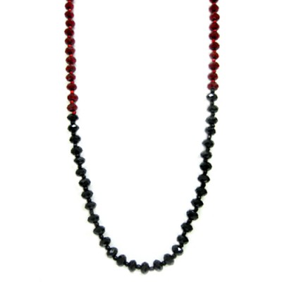Garnet Glass Crystal Long Necklace