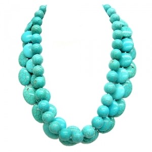 Genuine Turquoise 3-strand Chunky Necklace