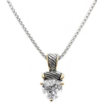 Triangle Clear Glass Crystal Two-tone Cable Necklace