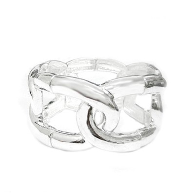 Silver Large Chain Linked Stretch Bracelet