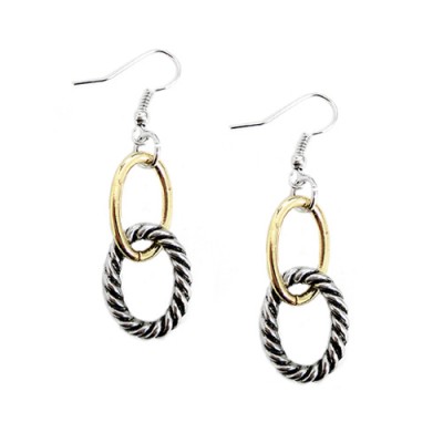 Gold And Silver Two-tone Cable Chain Link Earrings
