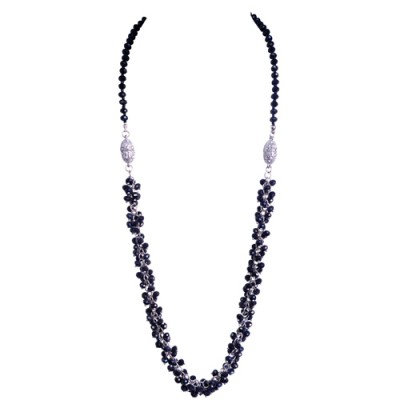 Long Black Beaded Necklace