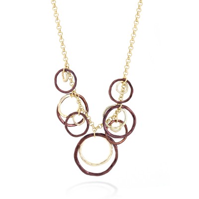 Gold And Brown Round Link Necklace