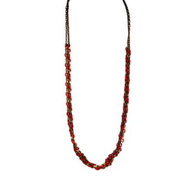 Red And Gold Chained Necklace With Red String