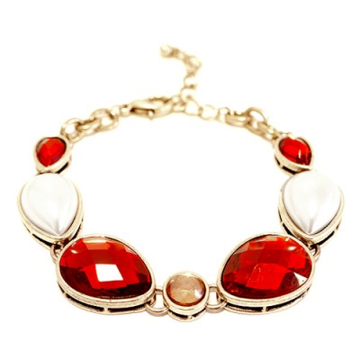Gold Multicolor Red & Cream Indian Style Shiny Bracelet
