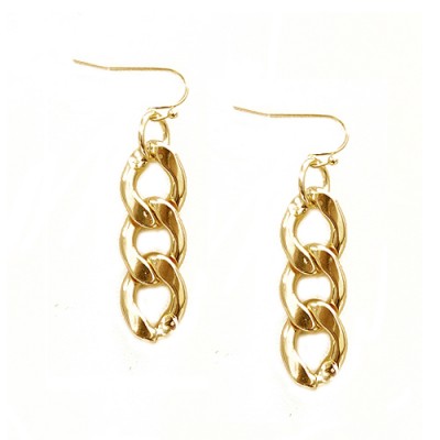 Shiny Gold Metal Linked Chain Earrings