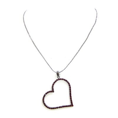 Siam Pave Heart Necklace