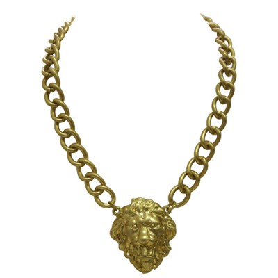 Gold Chain Metal Necklace With Lion