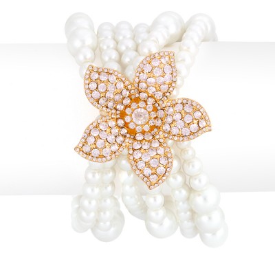 6 Row White Pearl Bracelet