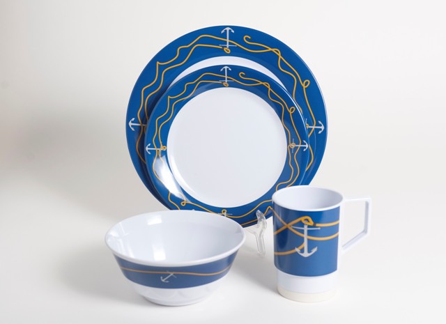 1005-l 16 Decorated Melamine Non-skid 16 Piece Dinnerware Gift Set
