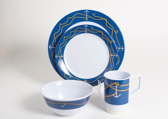 1005-l 24 Decorated Melamine Non-skid 24 Piece Dinnerware Gift Set