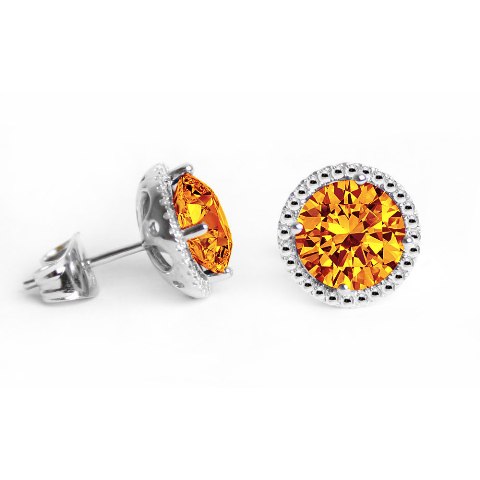 Ge007-tpz 6 Mm.round Shape Rhodium Plated Topaz Color Stud Earrings Made With Crystals
