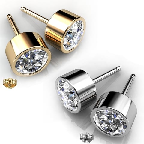 Ge009-cr 6 Mm.round Shape Rhodium Plated Crystal Color Stud Earrings Made With Crystals