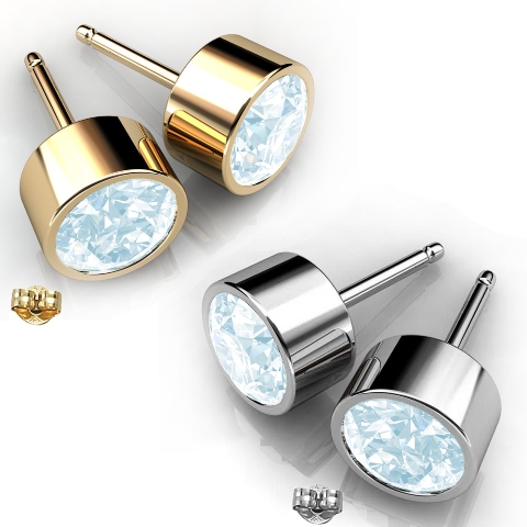Ge009-op 6 Mm. Round Shape Rhodium Plated White Opal Color Stud Earrings Made With Crystals