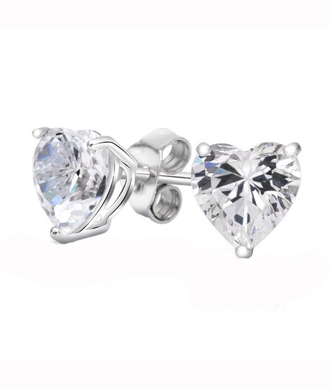 Ge015-cr 5.5 Mm. Hearts Shape Rhodium Plated Crystal Color Stud Earrings Made With Crystals