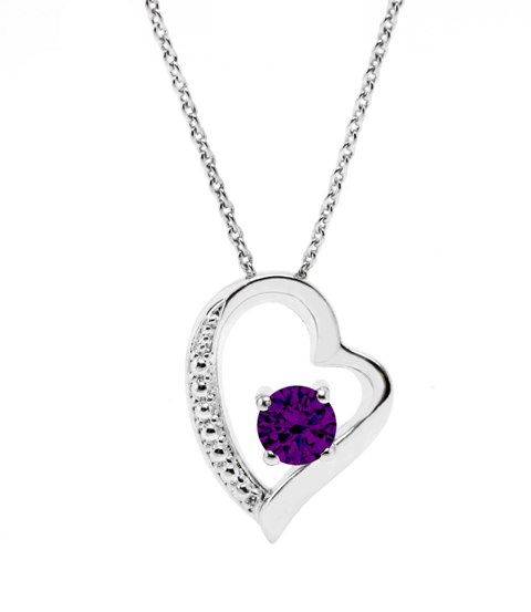 Gp007-am 19 W X 24 H Mm. Round Shape Rhodium Plated Amethyst With Crystals Pendant