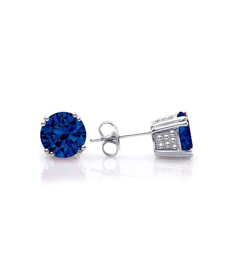 Ge046-sp Rhodium Plated Sapphire Color Stud Earrings Made With Crystals