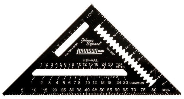Johnson Level 1904-0700 7 In. Johnny Square Professional Easy-read Aluminum Rafter Square With Out Manual